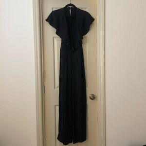Ark & Co. Black Ruffle Backless Back Jumpsuit